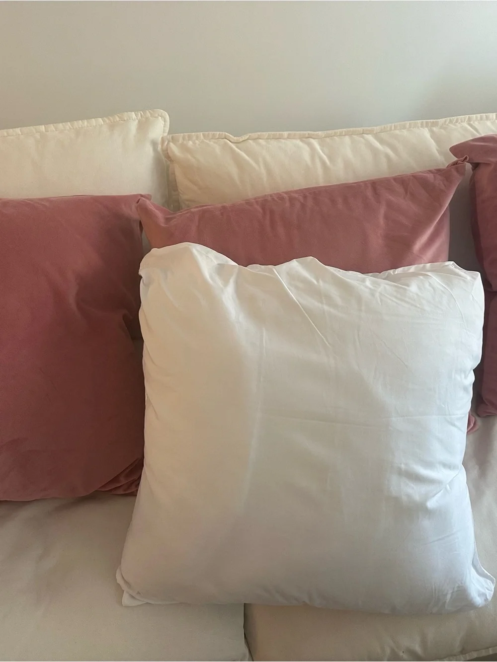Set of 4 Pink Velvet Throw Pillow Covers + Inserts